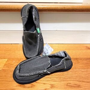 Sanuk Vagabond Surfers Boys Size 1 Black Comfort Flat Shoe Slip‎ On NWT